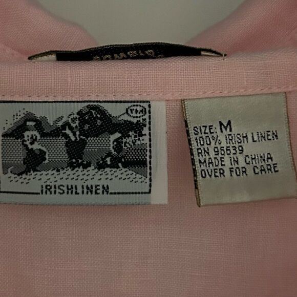 Edward Irish Linen Light Pink Top Size Medium - Picture 6 of 10